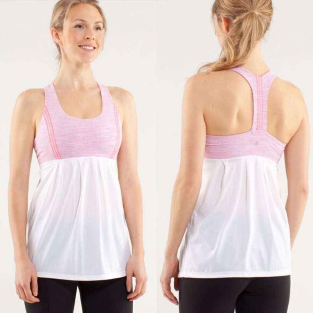 Lululemon 8 Tank Racerback White Pink Power Dance Multi Top Wee Are From Space